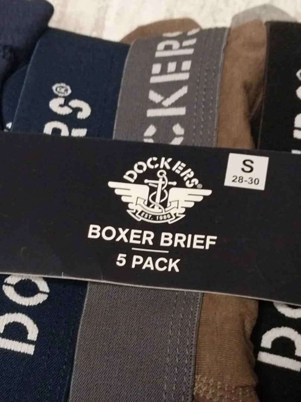 Dockers Men's Boxer Briefs 5-Pack - Navy, Olive, Gray, Brown, Dark Gray